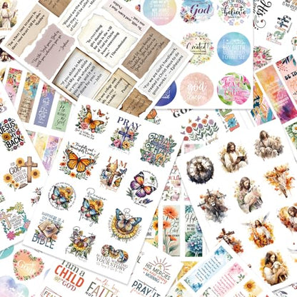 PRSTINCOL Bible Verse Stickers Book, 28 Pages 353 Pcs Religious Scripture Journaling Supplies for Women Water Bottles Journals - color: Bible Story