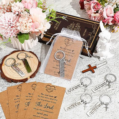 Siifert 50 Set Christian Cross Keychains Bulk Christian Keychain Bible Verse Religious Prayer Gifts for Women Men - color: Strip Style