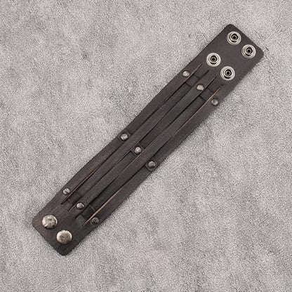 GelConnie Punk Leather Cuff Bracelet Adjustable Straps Wrap Bracelets Arm Armor Cuff Gothic Leather Wristbands for Men, Women - color: MLPB097-Brown