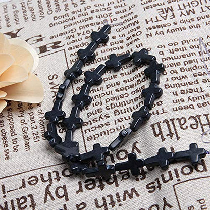 Acxico 2 pcs 16''Cute Little Mix Color Howlite Turquoise Side Ways Crosses Beads 12X16MM