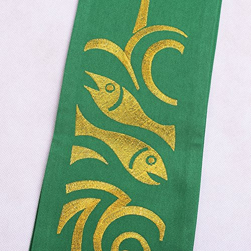 BLESSUME Green Stole Chasuble Clergy Pastor Embroidery Stole