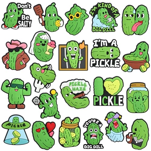 Cute Pins Bulk, Funny Lapel Badge Pins Rubber Brooch Pins for Backpacks, Hats, Bags - style: Pickle-22PCS