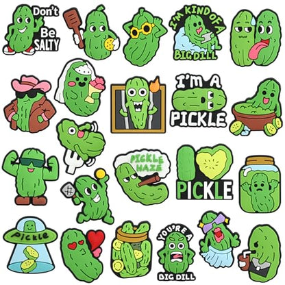 Cute Pins Bulk, Funny Lapel Badge Pins Rubber Brooch Pins for Backpacks, Hats, Bags - style: Pickle-22PCS