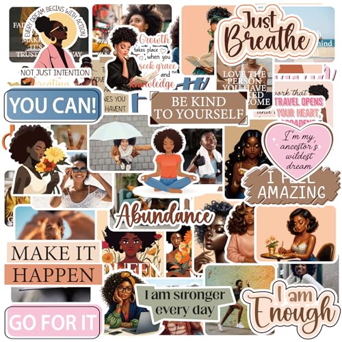 Black Girl Scrapbook Stickers - 50 Pcs Vision Board Supplies - color: Multicolor