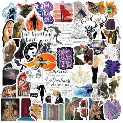 50pcs Throne of Glass Aesthetics Novel Stickers,Vinyl Waterproof for Water Bottles Laptop Scrapbooking Mirrors Notebooks Cars Bumpers Bikes Bedroom Travel Case - color: Throne