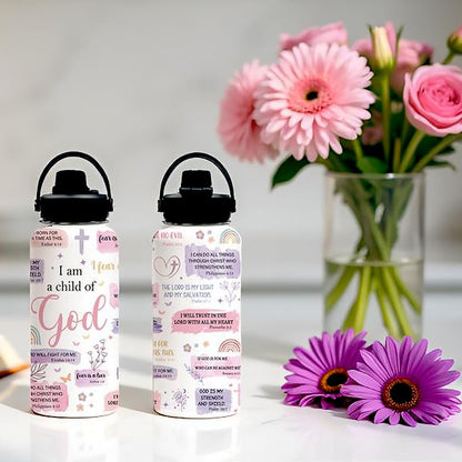 Christian Gifts for Women - I Am A Child of God Gifts Baptism Tumbler - Inspirational Religious Birthday Presents for Women - Catholic Spiritual Faith Bible Verse Presents Bottle for Girl 32oz - color: Christian-Purple/I AM A Child Of God