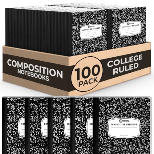 Rosmonde 100 Pack Bulk Composition Notebooks, College Ruled, Bulk Notebooks - size: 100 Pack, style: Black Marble