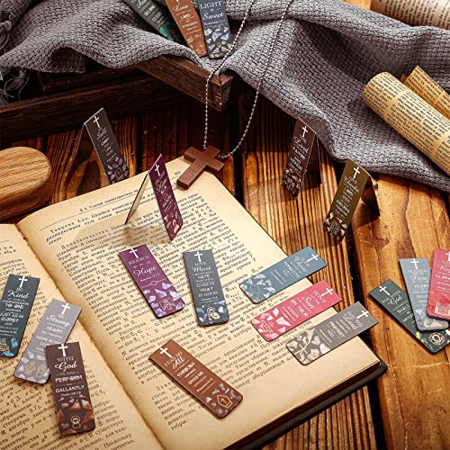 Epakh 30 Pcs Bible Verse Magnetic Christian Bookmarks Bulk 0.8x4.7in Inspirational Scripture Book Markers for Women Men Religious Motivational Magnet Page Clips Book Lovers Reading Gifts for Church