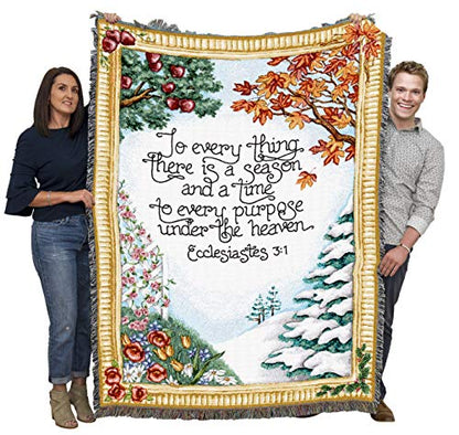 Pure Country Weavers There is A Season Blanket by Yvonne Symank - Scriptures - Ecclesiastes 3:1 - Religious Gift Tapestry Throw Woven from Cotton - Made in the USA (72x54) - color: Ecclesiastes 3:1, size: 72" x 54"