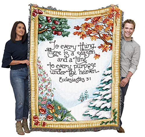 Pure Country Weavers There is A Season Blanket by Yvonne Symank - Scriptures - Ecclesiastes 3:1 - Religious Gift Tapestry Throw Woven from Cotton - Made in the USA (72x54) - color: Ecclesiastes 3:1, size: 72" x 54"