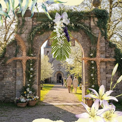 Cinnvoice Palm Sunday Wreath Artificial Front Door Wreath - style: Palm Sunday