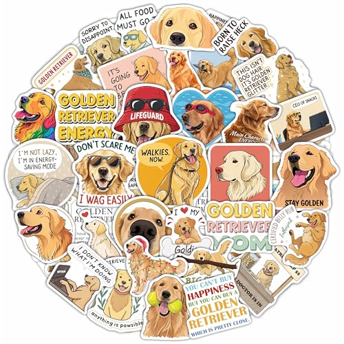 100Pcs Golden Retriever Stickers for Water Bottle, Laptop - Golden Retriever Gifts, Party Supplies & Decorations - Dog Stickers and Decals - Gift for Women & Men - color: Golden Retriever Stickers
