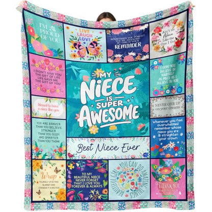 Niece Gifts from Auntie, to My Niece Blanket 50"x60" - color: Green-niece