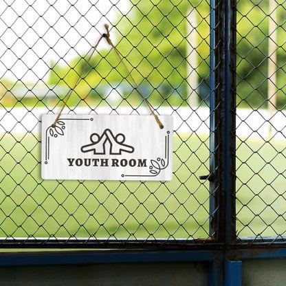 Youth Room 5x10 Hanging Plus Wall or Door Sign | Religious Rustic Wood Sign