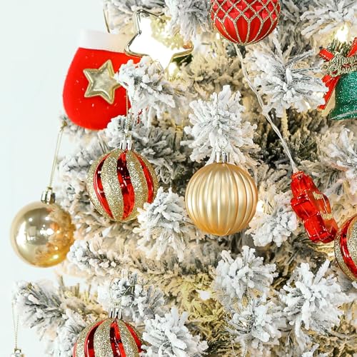 SHareconn 30ct 2.36 Inch Christmas Tree Balls Ornaments, Red & Gold, 60mm - color: Red & Gold, size: 2.36 inch