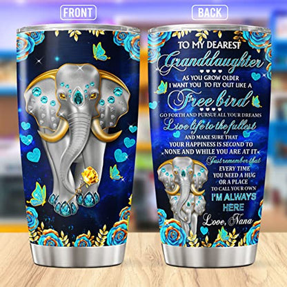 CUBICER Elephant Coffee Tumbler Jewelry Style Travel Mug With Lid Birthday Gifts For Women Friends Animal Lovers Insulated Cup Stainless Steel Tumblers Hot And Cold Inspirational Quotes - color: Elephant