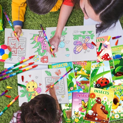 BenLouis 24 Pcs Insects Mini Coloring Books for Kids Party Favors - style: Insects