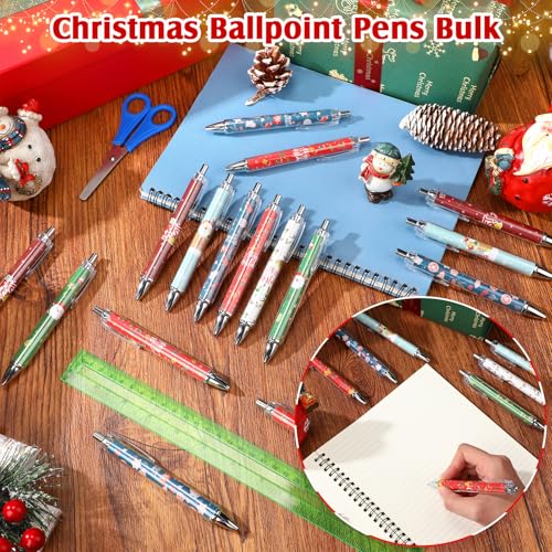 Sayglossy 36 Pcs Christmas Pens Bulk Cute Merry Christmas Gift Retractable Ballpoint Gel Ink Pens Novelty Santa Claus Tree Xmas for Coworkers Office Supplies Stockings Stuffers Holiday - style: Xmas
