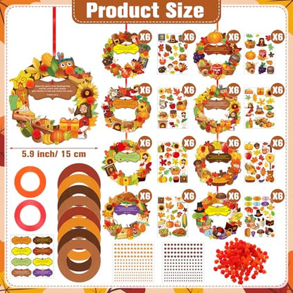 Hollowfly 48 Set Thanksgiving Wreath Craft Kits DIY Christian Ornament - style: Christian Thanksgiving