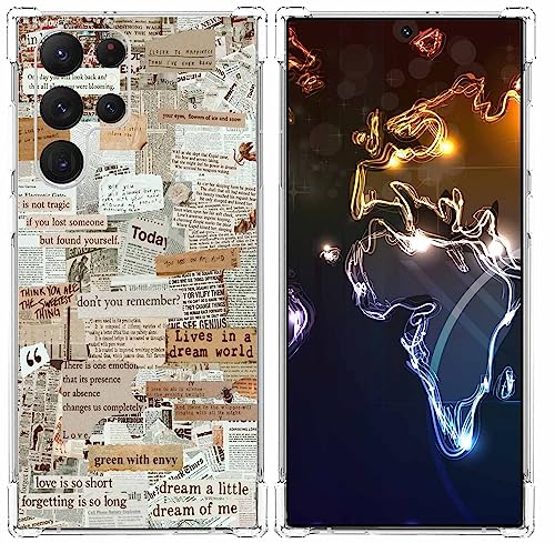 Old Newspaper Collage Case for Samsung Galaxy S22 Ultra,Aesthetic Vintage Retro Pattern,Soft TPU Full Cover for Galaxy S22 Ultra - color: Old Newspaper