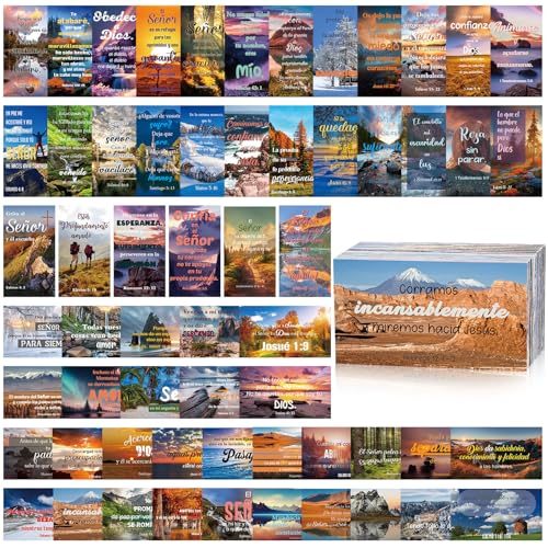 240 Pcs Spanish Bible Verse Cards Greeting Christian,Landscape - style: Landscape