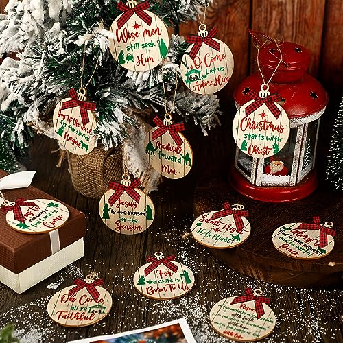 Soaoo 36 Pcs Christmas Nativity Ornaments, Winter Wood Tree Decor, Chic - style: Chic