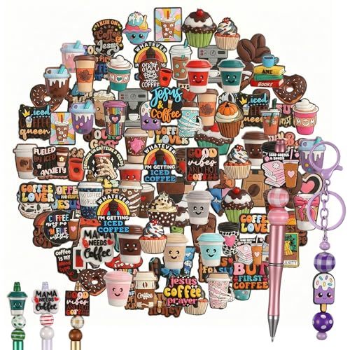 Tondiamo 60 Pcs Coffee Focal Beads Silicone for Beadable Pens Making - style: Coffee Style