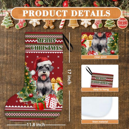 Schnauzer Red and Green Christmas Stockings 16 Inch - color: Christmas23