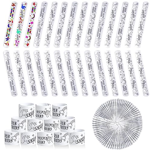 Deekin 72 Pcs Slap Bracelets Color Your Own Faith, Sunday School
