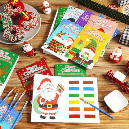 Kosiz 24 Pack Christmas Coloring Books with Brushes, Xmas Party Favors - style: Christmas Coloring