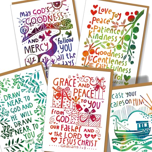 Christian Greeting Cards with Scripture, Pack of 9, Blank with Envelopes - color: Multicolored / CH438