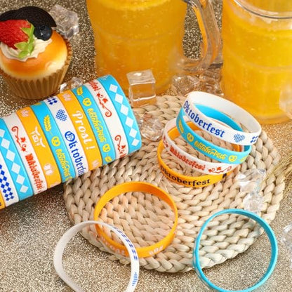 JUNEBRUSHS 42pcs Oktoberfest Party Favors Silicone Bracelets Bavarian Decor - style: Oktoberfest Style