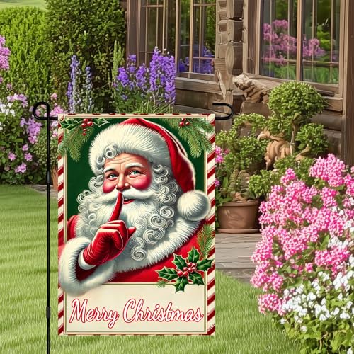 BlissYard Christmas Santa Claus Garden Flag 12x18 Inch Polyester - color: Cute Santa Claus