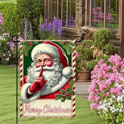 BlissYard Christmas Santa Claus Garden Flag 12x18 Inch Polyester - color: Cute Santa Claus