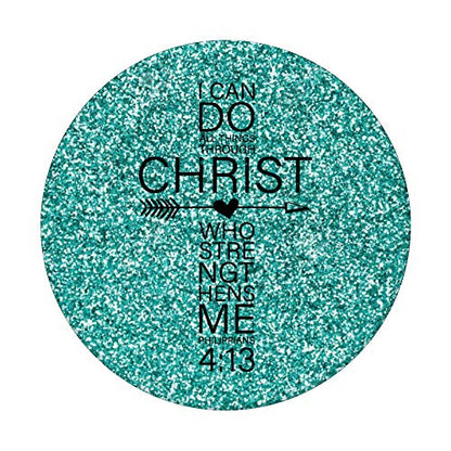 Philippians 4:13 Bible Verse Gifts Teal Christian Cross Mom PopSockets PopGrip: Swappable Grip for Phones & Tablets