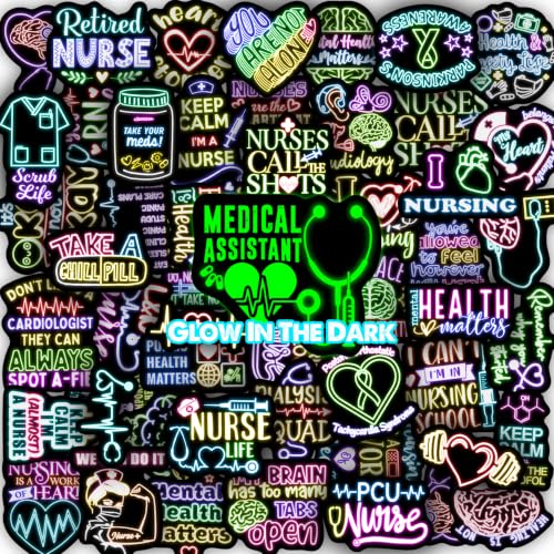 50 Pcs Glow in The Dark Mental Health Neon Stickers - color: Luminescent-164kshr