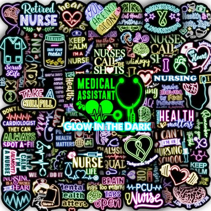 50 Pcs Glow in The Dark Mental Health Neon Stickers - color: Luminescent-164kshr