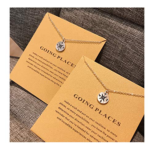 Baydurcan Silvery Necklace for Women Pendant Chain Friendship Necklace Gift - style: compass 3s