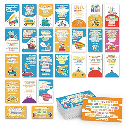 60 Mini Bible Verse Cards, Daily Devotional Prayer Card for Kids