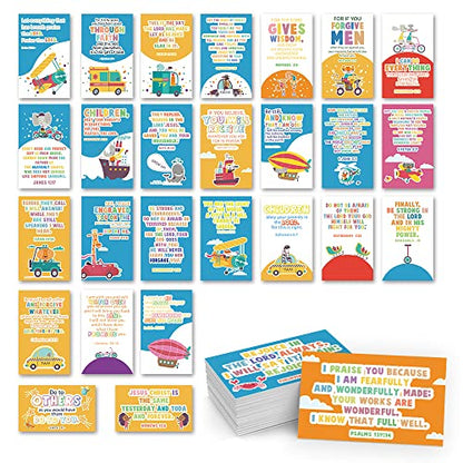60 Mini Bible Verse Cards, Daily Devotional Prayer Card for Kids