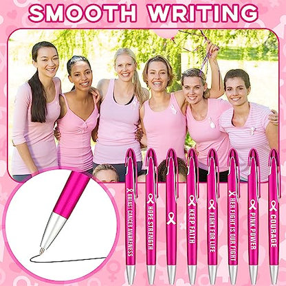 Lincia 100 Pcs Breast Cancer Awareness Ballpoint Pens Bulk, black Ink - style: Breast Cancer Awareness