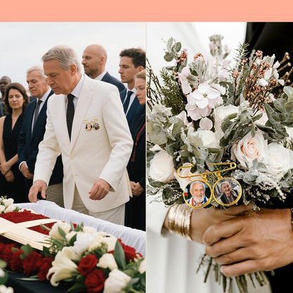 Wedding Double Picture Frame Brooch for Bride Grooms Boutonniece Pin for Wedding Bouquet - color: Color O