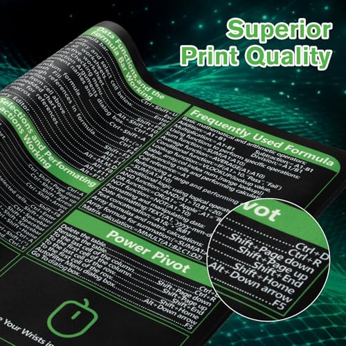iCasso Excel Cheat Sheet Desk Pad, Excel Mouse Pad Shortcuts - color: B-black Excel Shortcuts