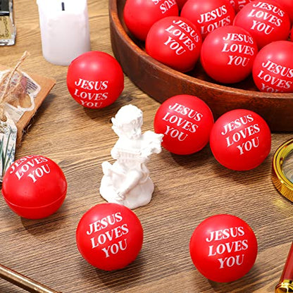 20 Pcs Jesus Loves You Balls Toys Christian Gifts, Red - color: Red