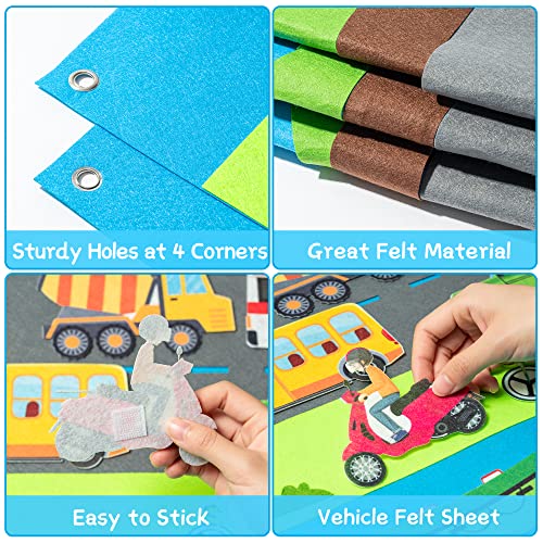 WATINC Transportation Felt Board Story Set - 35Pcs 3.5Ft Learning Play Kit