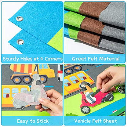 WATINC Transportation Felt Board Story Set - 35Pcs 3.5Ft Learning Play Kit