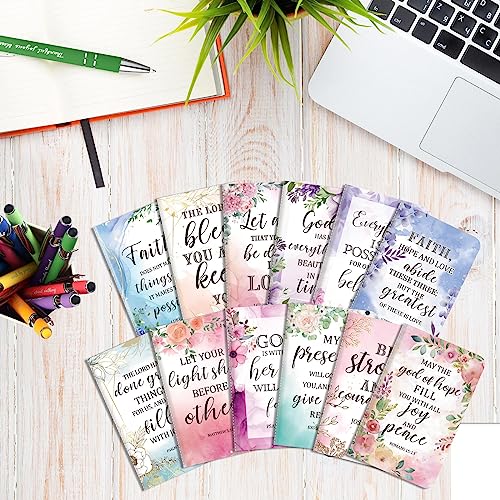 PerKoop 48 Pcs Christian Gifts Notebooks and Pens Bulk - Bible Pocket Notebooks Scripture Ballpoint Pens, Flower Inspirational Journal Faith Based Gifts for Church Coworkers Women Nurses Staff