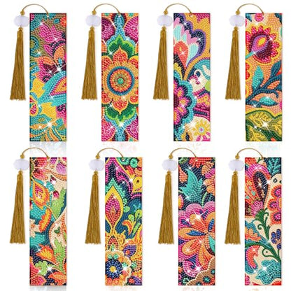 8 Pieces Christian Bible Verse Diamond Art Bookmarks 5d Christian Beaded Bookmark Acrylic Tassel Bookmark for DIY Making Beginners Adults Arts Craft Supplies (Boho-1) - color: Boho-1