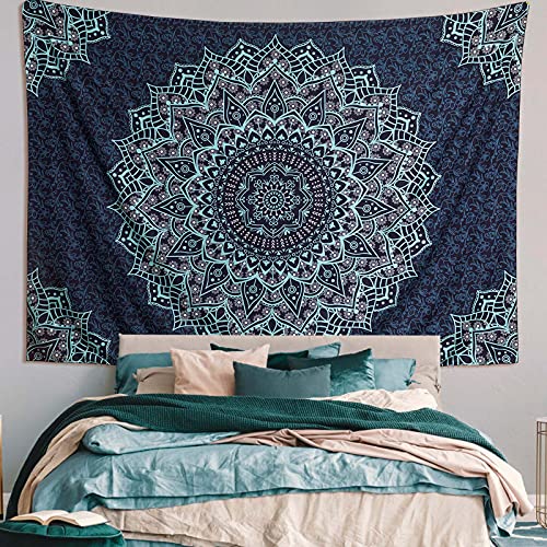 Black Blue Mandala Tapestry Wall Hanging Vintage Tapestries Aesthetic Hippie Wall Decor Bohemian Wall Art Boho Home Decoration for Bedroom,Living Room,Dorm - color: Mandala Tapestry-4, size: 59"L x 51"W