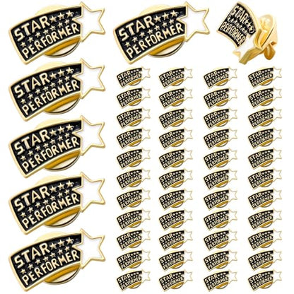 Tondiamo 50 Employee of The Month Star Pins Bulk Star Performer Appreciation Gifts for Staff Coworker Teacher Volunteer Recognition Pins Christmas Gifts Bulk for Team